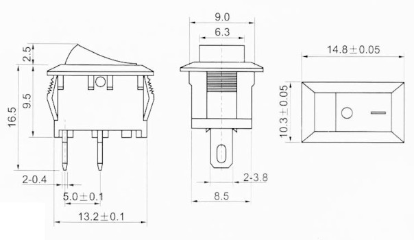 Выключатель G130 SPST KCD11 2PIN ON/OFF 3А / 250В 10х15мм