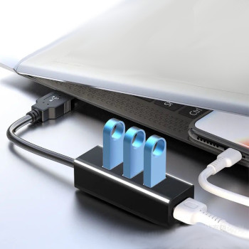 USB хаб концентратор разветвитель на 4 USB порта с кабелем 60 см, чёрный