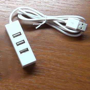 USB хаб концентратор разветвитель на 4 USB порта с кабелем 100 см, белый