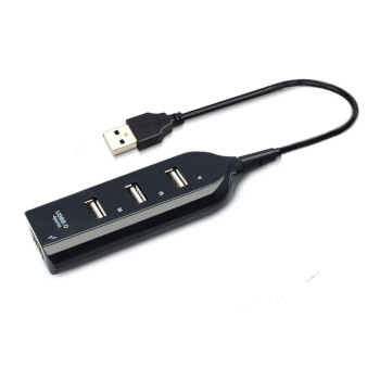 USB хаб концентратор разветвитель на 4 USB порта с кабелем 43 см, чёрный