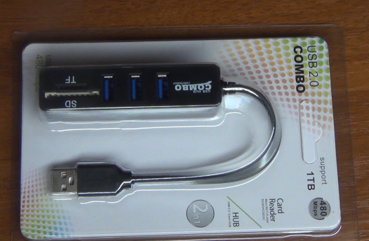 USB хаб концентратор разветвитель на 3 USB порта с SD и TF кардридером, чёрный